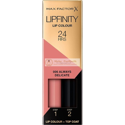 Max Factor Lipfinity Farba na pery, 2-kroková dlhá výdrž, 006 Vždy jemný, 2.3ml