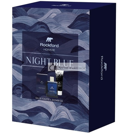 Rockford Night Blue Pánska Parfém a Sprchový Gél Darčeková Sada s Čerstvými Notami Mandarínu, Bergamotu, Citrónu, Masticu, Borovice, Levandule, Eukalyptu