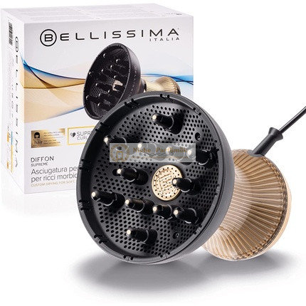 Bellissima Diffon Supreme Keramická Technológia a Arganový Olej Horúci Vzduchový Difúzor pre Kučeravé Vlasy s 12 Prstami, 2 Rýchlosti, 3 Teploty, Ionizátor