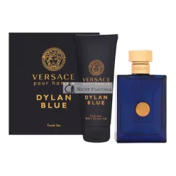   Versace Dylan Blue 2-dielna darčeková sada pre mužov, 100ml Eau Di Toilette Spray, 100ml Eau Di Parfüm Spray, 250ml Sprchový gél