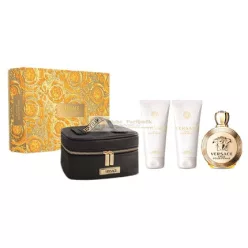   Versace Eros Eau De Parfum Sada - 100 ml Sprej, 100 ml Telový Krém, 100 ml Sprchový Gél, Kozmetická Taška