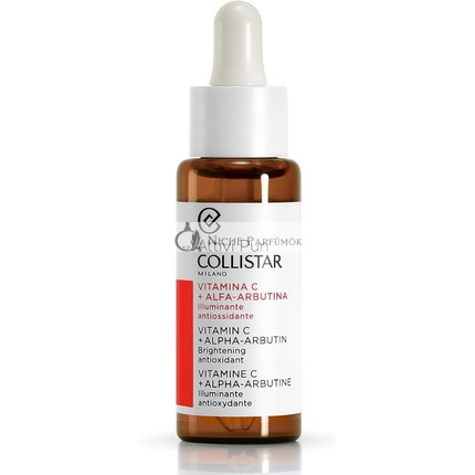 Collistar Attivi Puri Vitamín C Sérum + Alpha Arbutin Tvárové Kvapky pre Proti-Starnúci Hydratačný Efekt, 30ml