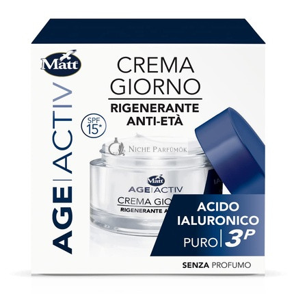 Matt Age Activ Regeneračný Krém na Tvár Anti-Aging Deň - Čistá Hyalurónová Kyselina 3P - Uklidňujúci a Hladký, Hlboká Hydratácia - 50ml