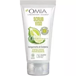   Omia Laboratori Ecobio Omia Scrub Exfoliačný čistiaci prostriedok na tvár proti nedokonalostiam s esenciálnym olejom z bergamotu, 75 ml