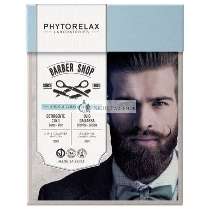 PHYTORELAX Barber Shop Darčeková sada 2 v 1 Čistiaca 200ml a olej na bradu 30ml