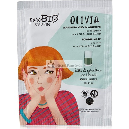 PUROBIO Olivia Spirulina Mlieko Alginate Maska na Tvář pre Mastnú Pleť, Bez Vône