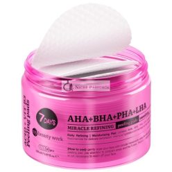   7Days Starostlivosť o pleť Peelingové Podložky Odstraňovač Čiernych Bodiek Exfoliačné Podložky s Glykolovou Kyselinou, Salicylovou Kyselinou a PHA 50ks