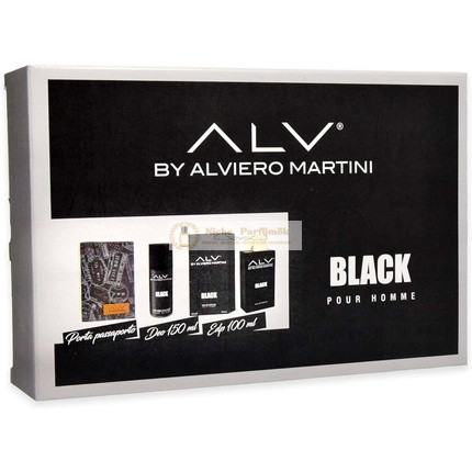 ALV By Alviero Martini Čierne Pour Homme Eau de Parfum 100ml, Deodorant 150ml a Držiteľ pasu