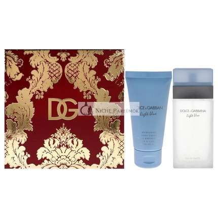 Dolce & Gabbana Light Blue pre ženy 2-dielna darčeková sada, 3.3oz EDT sprej, 1.7oz telový krém, svieža, 5.0 Ounce