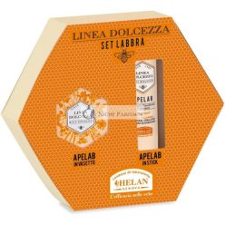   Helan Linea Dolcezza Darčeková Sada Starostlivosti o Pery s Hydratačným Balzamom na Pery 4ml Bambucké Maslo Včelí Voskový Balzam na Pery 15ml Ricínový Olej na Suchú Pokožku Upokojujúca Ošetrujúca Kúra, Vyrobené v Taliansku