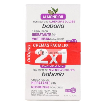 Babaria Krém proti vráskam a hydratačný krém na tvár 24 hodín so sladkým mandľovým olejom a SPF 10, 100ml - Balenie 2