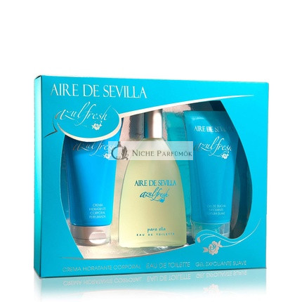 Aire de Sevilla Beauty Set Fresh Blue Edition Hydratačný telový krém, Eau de Toilette, Exfoliačný gél