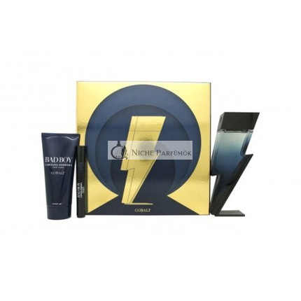 Carolina Herrera Bad Boy Cobalt Darčeková Sada, 100ml Eau de Parfum, 100ml Sprchový Gél, 10ml Eau de Parfum