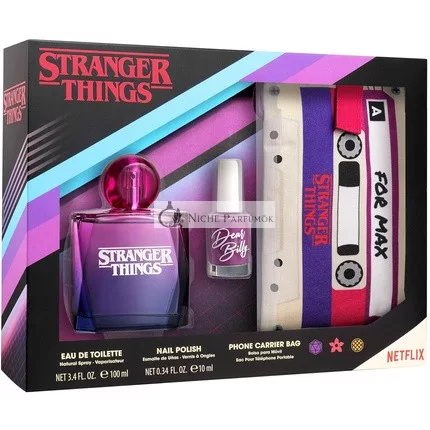 NETFLIX Stranger Things Darčeková Sada: Toaletná voda 100ml, Lak na Nechty a Retro Kazeta Dizajn Telefónneho Krytu pre Dievčatá