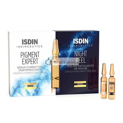 ISDIN Isdinceutics Pigment Expert + Night Peel Treatment - Rozjasňujúce Sérum na Tvár a Nočný Peeling, 10+10 Ampulky