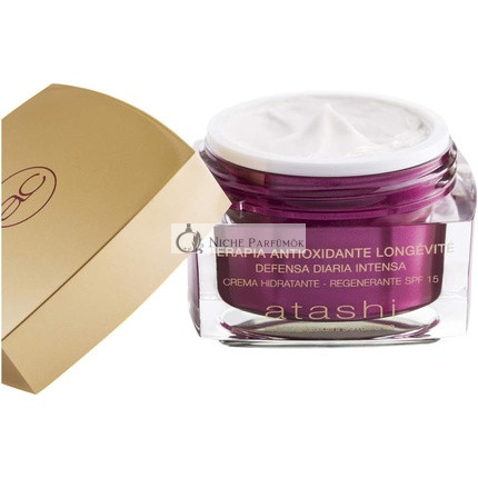 Atashi Antioxidant Regeneračný Hydratačný Denný Krém SPF 15, Kyselina Hyalurónová, Vitamíny C, E a CoQ10