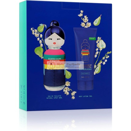 Benetton Sisterland Modrá Neroli Darčeková Sada pre Ženy EDT 80ml + Telové Mlieko 75ml - Dlhá Výdrž - Mladá, Moderná a Svieža Vôňa - Jantárové, Ovocné a Levanduľové Noty - Ideálne na Denné Nosene