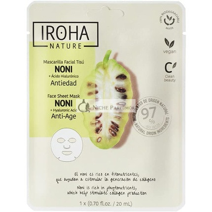 Iroha Nature Anti-Aging Maska na Tvár s Noni a Hyalurónovou Kyselinou