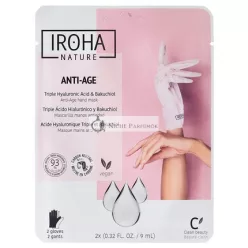   Iroha Nature Anti-Aging Rukavice s Trojitým Hyalurónom, Bakuchiolom a Niacinamidom, 93% Prírodných Zložiek