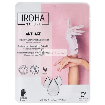 Iroha Nature Anti-Aging Rukavice s Trojitým Hyalurónom, Bakuchiolom a Niacinamidom, 93% Prírodných Zložiek