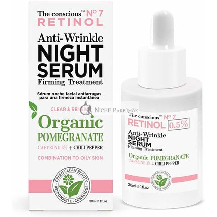 Retinol Nočný sérum proti vráskam Organické granátové jablko