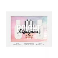   Pepe Jeans Bright For Her Parfum Darčeková Sada pre Ženy 3 Kusy Eau de Parfum 30ml Telové Mlieko 60ml a Sprchový Gél 60ml s Cyprus a Kvetinovými Tónmi