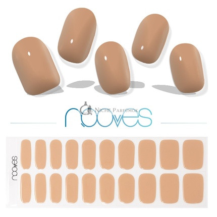 NOOVES NAILS Prémiové Polokurové Gélové Nechty Cru au Soleil Hnedé Polokurové Gélové Pásky, Polotrvácne Gélové Nálepky