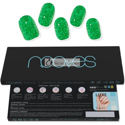 NOOVES NAILS Prémiové Predpripravené Gélové Nechty Fólie Jade Glitter Zelené Polotuhé Gélové Nechty Pásky Polostále Gélové Nálepky