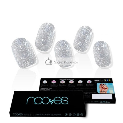 NOOVES NAILS Prémiové predpripravené gélové nechtové fólie - Dazzling Diva Metallic, polokryté gélové nechtové prúžky, polopermanentné gélové nálepky