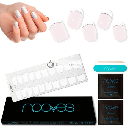 NOOVES NAILS Prémiové Predpripravené Gélové Nechty Francúzske LUXE, Priesvitné Francúzske Kvalita Salónu, Dlhá Výdrž, Ľahko Aplikovateľné a Odstrániteľné, Odolné Proti Škrabancom, 20 ROKOV, 10ks