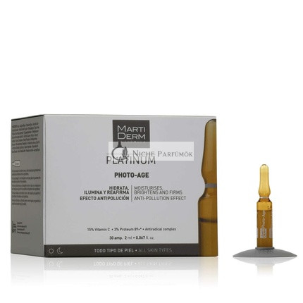 Martiderm Platinum Photo-Age Hydratuje, Rozjasňuje a Pevňuje, Anti-Pollution Efekt, 30 Ampúl, 2ml