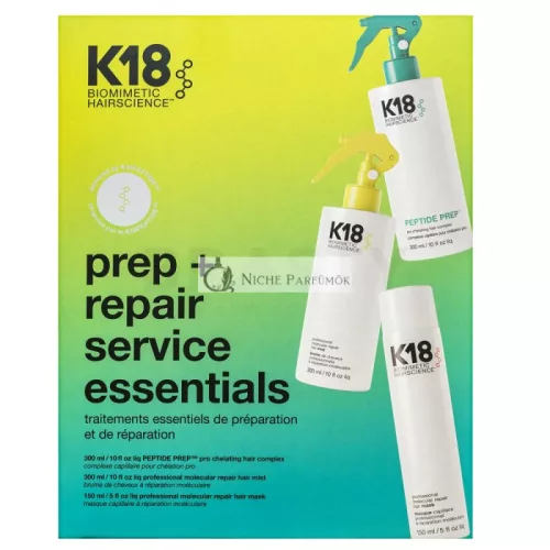 K18 Prep+ Repair Service Essentials sada pre regeneráciu, výživu a ochranu vlasov 300 ml + 300 ml + 150 ml
