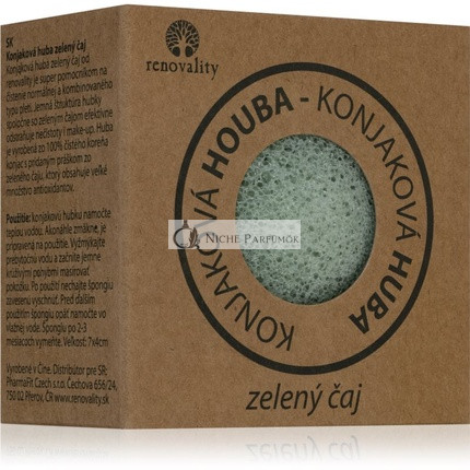 Renovality Konjac Hubová Huba Zelený Čaj Čistiaca Huba, 7x4 cm