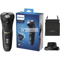   Philips Series 3000 Pánsky Elektrický Holiaci Strojček s 5D Pivot & Flex Hlavicami, Čierna Zlato