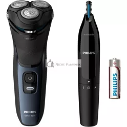   Philips S3134/57 Dobíjacia čierna holiaca súprava s zastrihávačom na nos a uši