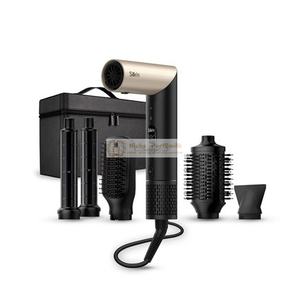 Silk'n SilkyAir Flex 5 v 1 Styler a Sušič na Vlasy s Automatickým Otočným Nástavcom, Hrebienkom, Oválnou Kefou, Koncentrátorom, Difuzérom, Úložným Puzdrom, Bez Poškodenia Teplom, 1300W, Čierna