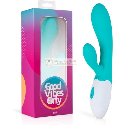 Good Vibes Only Králik Vibrátor Bliss s 10 Režimami Vibrácie, Nabíjateľný, Vodotesný, Stimulácia Vagíny, Klitorisu a G-Bodu, Modrý