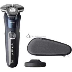   Philips 5000 Series S5885/35 Wet and Dry Shaver Cordless with SkinIQ Technology SteelPrecision Blades Midnight Blue, 60 min