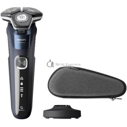 Philips 5000 Series S5885/35 Wet and Dry Shaver Cordless with SkinIQ Technology SteelPrecision Blades Midnight Blue, 60 min