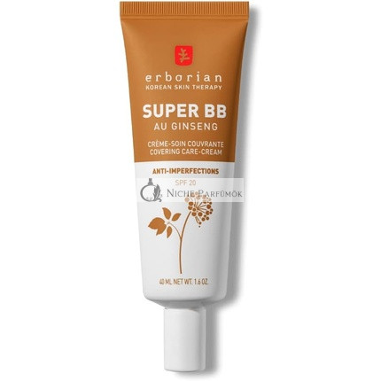 Erborian Super BB Krém s Ginsengom, Úplné Krytie, Pre Pokožku Náchylnú na Akné, Karamel, 40ml
