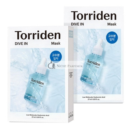 Torriden DIVE-IN Hyalurónová Kyselina Pleťová Maska na Citlivú Suchú Pokožku, Bez Parfumu, Bez Alkoholu, Bez Farbív, Vegán, Bez Krvavého Testovania, Kórejská Starostlivosť o Pleť