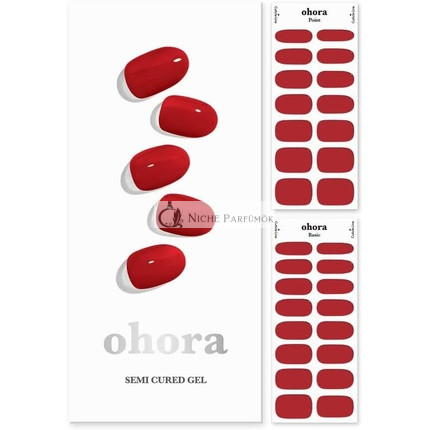 ohora Polovične Vyliečené Gélové Nechty N Addict - Funguje so všetkými lampami na nechty, Kvalita salónu, Dlhá výdrž, Ľahko sa aplikuje a odstraňuje - Obsahuje 2 prípravné podložky, pilník na nechty a drevenú tyčinku, červená