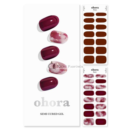 ohora Polovične Gélové Nechtové Pásky N Mulberry - Funguje s UV Lampami, Kvalita Salónu, Dlhá Výdrž, Ľahko Aplikovateľné a Odstrániteľné - Obsahuje 2 Prípravné Podložky, Nechtový Pilník a Drevenú Tyčinku