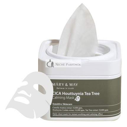 Mary & May CICA Houttuynia Tea Tree Uklidňující Maska 30 Listů - Korejská Kosmetika