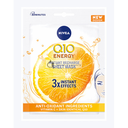 Nivea Q10 Energia Instantná Nabíjacia Pleťová Maska s Antioxidantom Vitamínom C