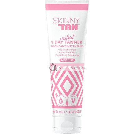 Skinny Tan Instantný 1-dňový samoopaľovací krém na tvár a telo, umývateľný bronzér, 100ml