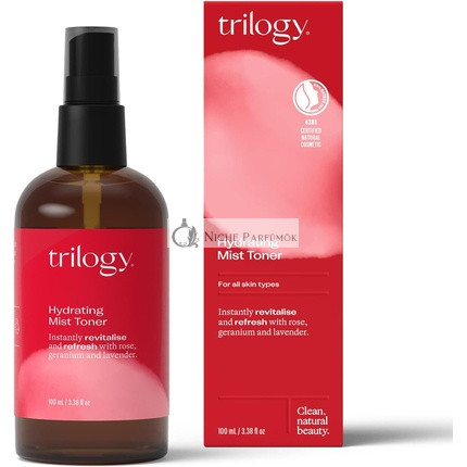 Trilogy Hydratačný Mist Toner 100ml - Pre Všetky Typy Pleti s Ružou, Gerániom a Levanduľou
